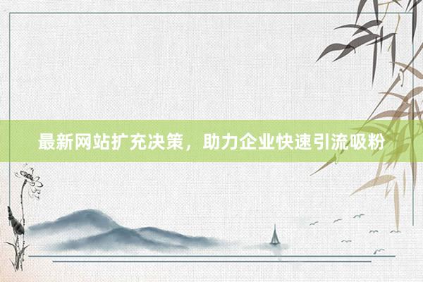 最新网站扩充决策，助力企业快速引流吸粉