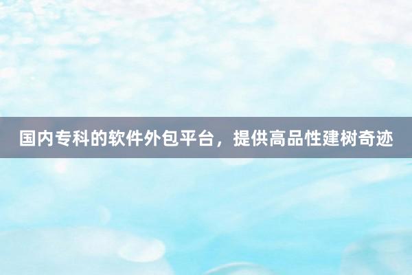 国内专科的软件外包平台，提供高品性建树奇迹